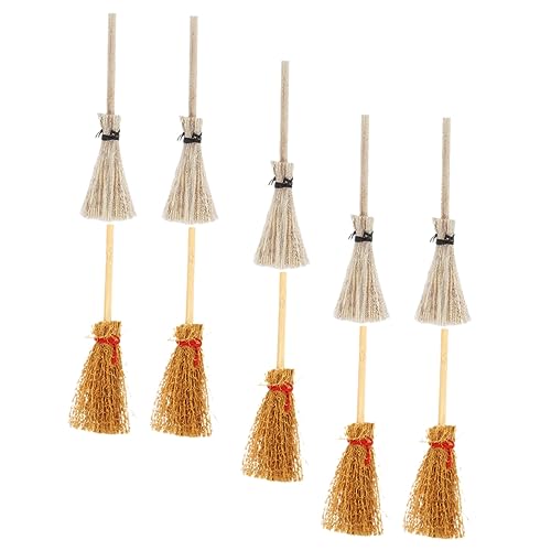 UPKOCH 10St Halloween Decoration bastelzeug Miniaturbesen Hexenbesen Partydeko mit Springbrunnen Batterielaternen Netz Luft Dekoration Miniatur- -Requisiten Mini-Esszimmerbesen hölzern von UPKOCH