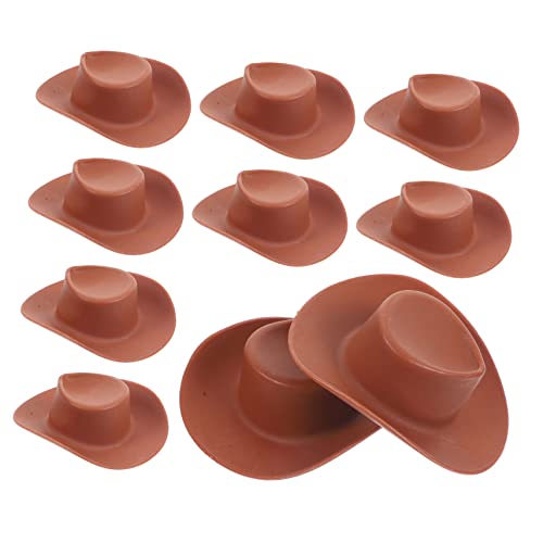 UPKOCH 10St Kleiner Hut puppenkleidung puppenhauszubehör Western Hut Mini cowboyhut Miniaturdekoration rosa Cowboyhut Mädchen Hut Strohhut Minihüte zum Basteln kleine Hüte Plastik Brown von UPKOCH