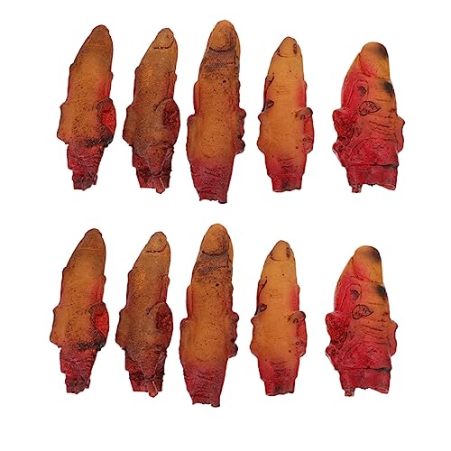 UPKOCH 10St gefälschter Finger Streich Halloween- im Innenbereich Halloween Horror Halloween grusel gruselige Fingerstütze Spukhaus hängende Verzierung Vinyl Brown von UPKOCH