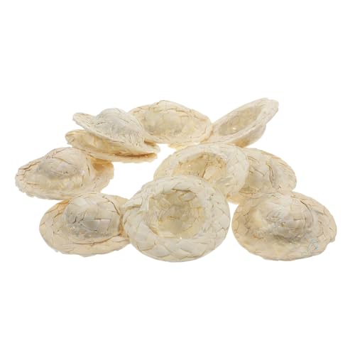 UPKOCH 10st Puppenmütze Puppengewebte Hüte Mini-Zylinder Miniatur Kleiner Hut Puppenhauszubehör Hüte Für Frauen Rosafarbener Cowgirlhut Kleine Rattanhüte Kindermütze Cowgirlhut Stroh von UPKOCH