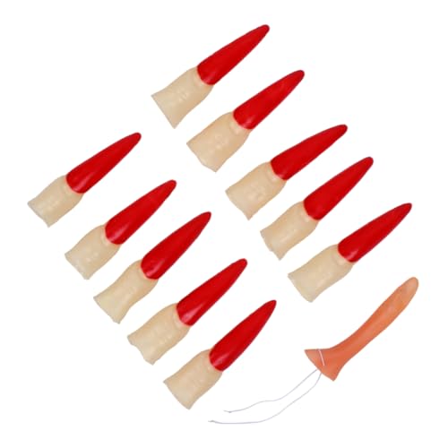UPKOCH 11 Stück Zubehör Halloween falsche Nase gefälscht Halloween-Hexen-Fingernägel beängstigend Halloween nägel Halloween Nails Zombie Hexennägel Halloween-Requisiten Gummi rot von UPKOCH