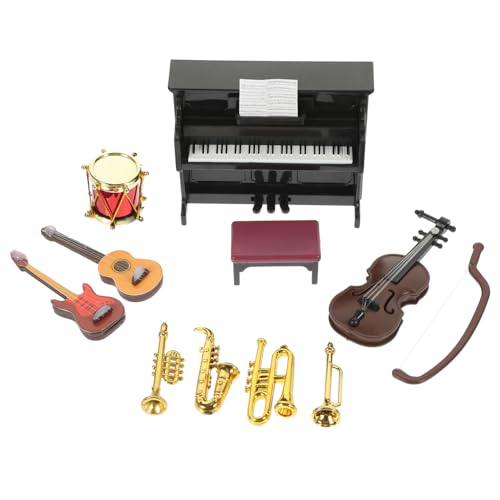 UPKOCH 11st Miniaturgitarre Mini-puppenhaus-Saxophon Gitarrenmodellverzierung Mini-Geige Miniatur Gitarre Puppenhaus Mini-Musikinstrument Spielzeuge Plastik Trompete Kind Weihnachtsbaum von UPKOCH