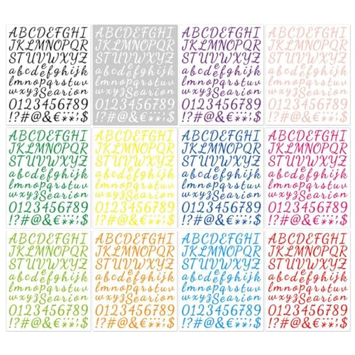 UPKOCH Alphabet- Und Zahlenaufkleber-Set – 12 Bögen – Selbstklebende Buchstabenaufkleber – Ideal Für Tagebücher Schränke Und Bastelprojekte von UPKOCH
