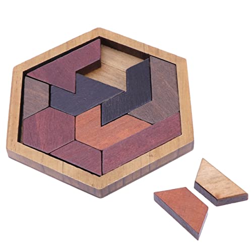 UPKOCH 12 STK Holzspielzeug Für Kinder Jahrgang Aus Holz Denkspiele Für Kinder Von 8 Bis 12 Jahren Sechseck-Tangram-Puzzle Puzzles Tangram-Puzzle Aus Holz Bambus Erwachsener Rätsel von UPKOCH