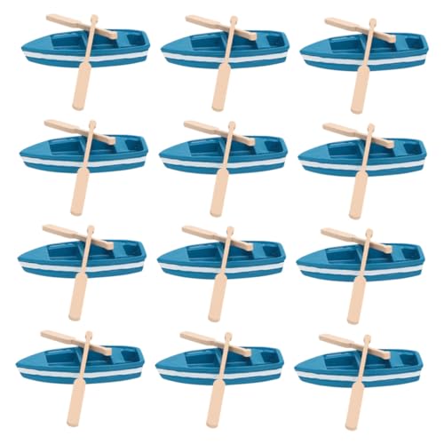 UPKOCH 12 Sätze Mini Ruderboote mit Paddeln Kleine Holzboote für Marine Dekoration DIY Gartendeko Puppenhaus Party und Schreibtisch Kompakte Miniatur Kanus für Nautische Wohnaccessoires von UPKOCH