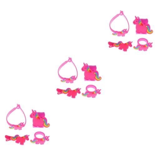 UPKOCH 12 Stk Cartoon-Armband einhornkostüm unicorn costume Geschenke für Mädchen Geburtstag Einhorn Spielzeug Haarklammer Ringe Cartoon-Klappring Kinder Haarspange Mode Haarnadel Schmuck von UPKOCH