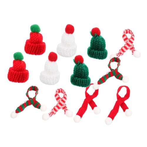 UPKOCH 12 Stück Gestrickte Kleine Weihnachtsmütze Gestrickte Minimütze Weihnachtshut -geburtstagsmütze Hutdekorationszubehör Schneemann-schal Minihut Zum Basteln Elf Hosen Hüte Garn von UPKOCH