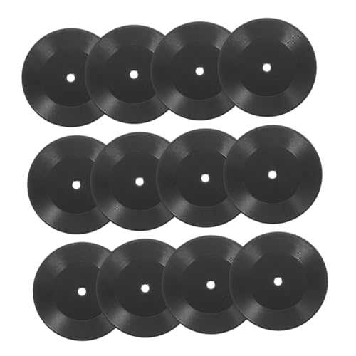 UPKOCH 12 Stück Mini-vinylmodell Mini-schallplatten- Interessantes Miniaturspielzeug Mini-rekordmodell Verschleißfestes Miniaturmaterial Kinderminiaturspielzeug Plastik Black von UPKOCH