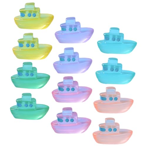 UPKOCH 12 Stück Miniatur Boot Ornamente Leuchtende Resin Boote für Garten Deko Kreative Mikrolandschaften und Bastelprojekte für Familien und Freunde von UPKOCH
