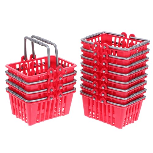 UPKOCH 12 Stück Simulierte Lebensmittel Und Einkaufskörbe Einkaufskorb Kleinkind Lebensmittelkorb Einkaufskorb Einkaufskorb Für Kleinkinder Rollenspiel Kleinkind Roter von UPKOCH