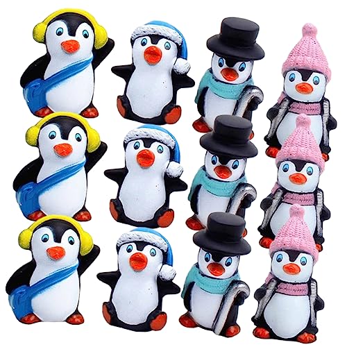 UPKOCH 12 Stück Teiliges Miniatur Pinguin Figuren Vielseitige Kleine Pinguin Dekorationen für Kuchen Tisch Kinderzimmer und Mikro Landschaft Detailreiche Farbige Modelle für Winterliche von UPKOCH