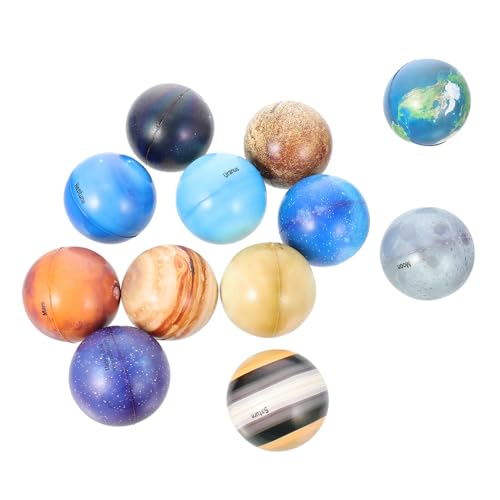 UPKOCH 12 Stück Teiliges Planetenspielzeug aus Weichem Bunte Weltraum sprungbälle mit Planetenmotiven Stressreduzierend und Pädagogisch für Frühen von UPKOCH
