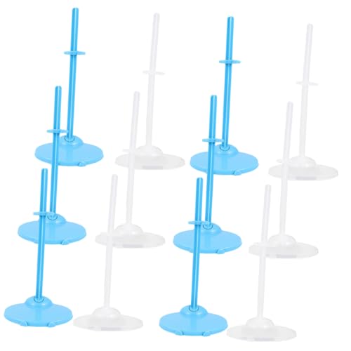UPKOCH 12 Stück Teiliges Puppenständer aus Stabilem Kunststoff Transparente und Blaue Halter mit Breiter Basis Sicherer Halt für Puppen und Figuren Kreatives Design zur Präsentation von UPKOCH