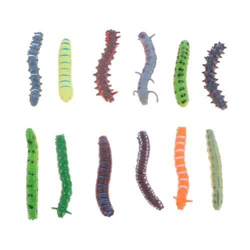 UPKOCH 12 Stück Teiliges Realistische Raupen Figuren Prank für Garten Deko und Halloween Streiche Lustige Insekten Nachbildung als Zufällige Farbe Zufällige Farbe von UPKOCH