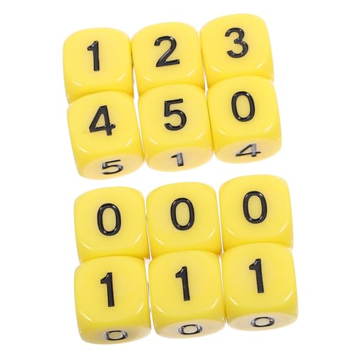 UPKOCH 12 Stück Zahlenwürfel Einseitig Brettspiel Mathe Spiele Für Lernen Mathe-lehrwürfel 6-seitig Lernen Tischspiele Farbig Planke Lehre Acryl Yellow von UPKOCH