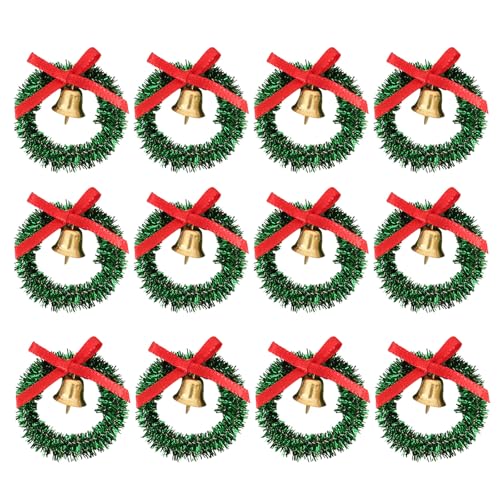UPKOCH 12-teiliger Miniatur-Weihnachtskranz: Puppenhaus-Hängekranz-Szenenmodell – kleine Weihnachtsgirlanden für Puppenhaus-Party-Dekoration von UPKOCH