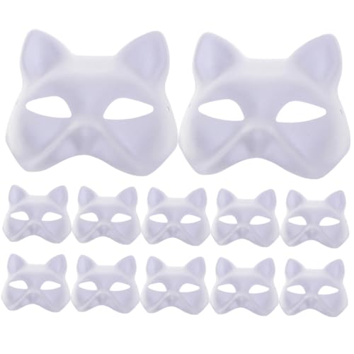 UPKOCH 12Stücke DIY Katzenmaske Leere Papiermasken für Halloween Kostümpartys und Bühnenaufführungen zum Bemalen und Gestalten UPKOCH 12Stücke DIY Katzenmaske Leere Papiermasken für Halloween Kostümpartys und Bühnenaufführungen zum Bemalen und Gestalten von UPKOCH