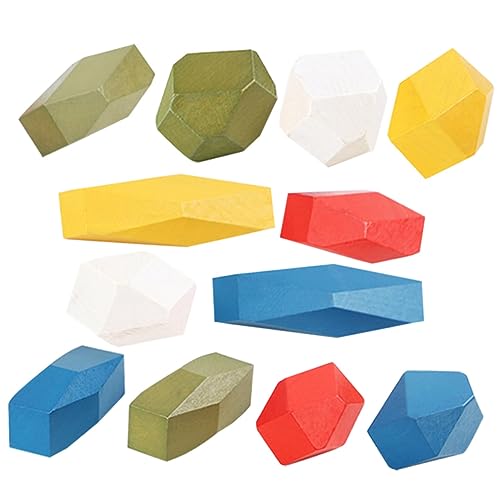 UPKOCH 12Stücke Teiliges Holz Stapelspielzeug für Balancierendes Holzbausteine Lernfähigkeiten und Kreativität für Vorschulkinder Farben Sortieren von UPKOCH