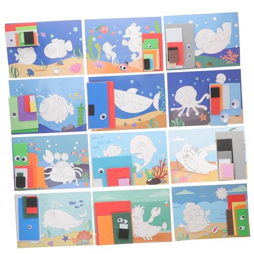 UPKOCH 12Stücke Tier Puzzle Aufkleber für Teiliges Pädagogisches Kreativität und Logischem Selbstklebende Tiermotive für Frühe Lernspiele und Bastelprojekte von UPKOCH