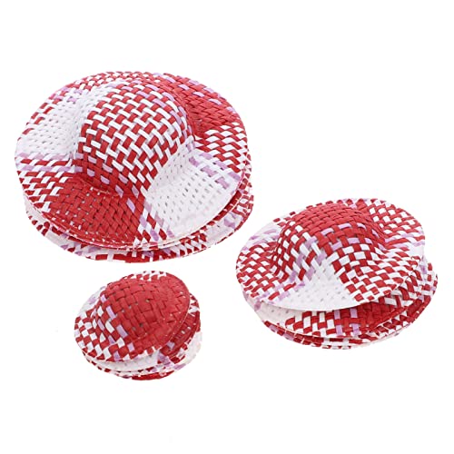 UPKOCH 12st Bunt Gestreifter Hut Mini-Hut Mini-Sonnenhut Kleiner Zylinder Mini-Kappe Mini-puppenmütze Puppenkleidung Hut Miniatur Augen Für Kuscheltiere Mini-Zylinder Kleider Papier Rot von UPKOCH