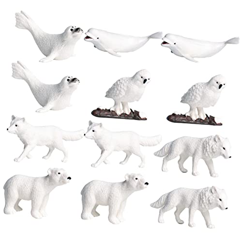 UPKOCH 12st Tierische Verzierungen Tierspielzeug Tiere Spielzeughund Für Babys Ozeantierfiguren Meerestierfiguren Kleine Spielsachen Weihnachtsdeko Weiß Plastik von UPKOCH