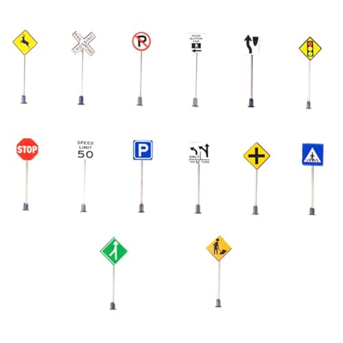 UPKOCH 14 Stück Mini-verkehrsschilder Abs-Edelstahl-verkehrsschildmodelle Für Tischdekoration Miniatur-simulations-verkehrsanzeiger-Spielzeug von UPKOCH
