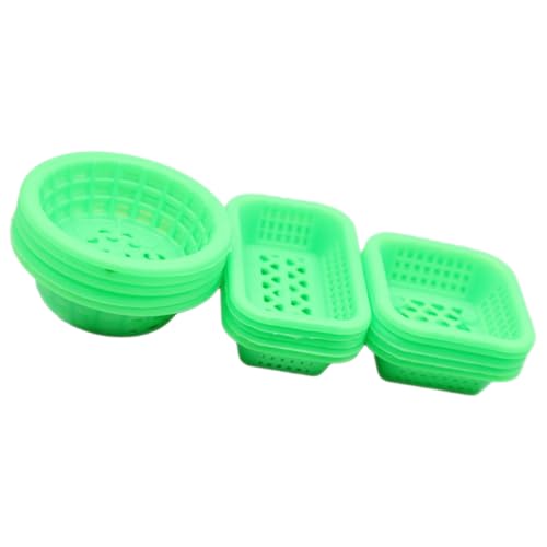 UPKOCH 15 Stück Puppenhaus für kinderspielzeug spielzeughaus plastikkörbchen Körbe Miniatur-Zeug Mini-Aufbewahrungskorb-Modell Miniaturkorb zum Basteln Abs Light Green von UPKOCH