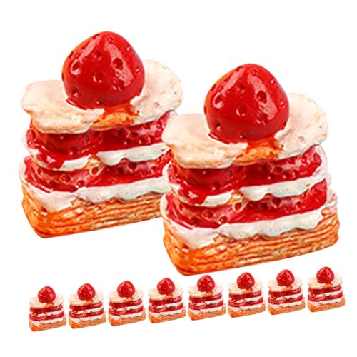 UPKOCH 15 Stück Simulierter Erdbeercreme -Kuchen Mini -Essen Lebensmittelmodell Spielzeugdesserts Puppenhaus Kuchen Geburtstagstorte Rollenspiel Probieren Kuchen-Modell Harz rot von UPKOCH