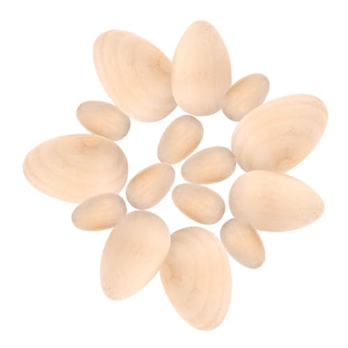 UPKOCH 15 Stück Teiliges Holzeier zum Bemalen Glatte Oberfläche Naturbelassene Bastel Eier für Kreative DIY Dekoration Realistische Holz Eier für Desktop deko und Ostern Vielseitig von UPKOCH