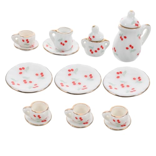 UPKOCH 15 Teiliges Set Mit Miniatur Lebensmitteln Und Spielzeuggeschirr Teetasse Mini Lebensmittel Miniatur Hauszubehör Miniatur Dekorationen Puppenhaus Küchenzubehör Puppenhaus von UPKOCH