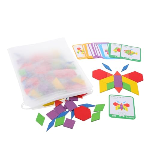 UPKOCH 155 Stück Tangram interaktives Spielzeug Interactive Toys Kreatives Spielzeug holzformen Kinder spielsachen motorik Kinder rätsel dreidimensional Puzzle Blöcke hölzern von UPKOCH