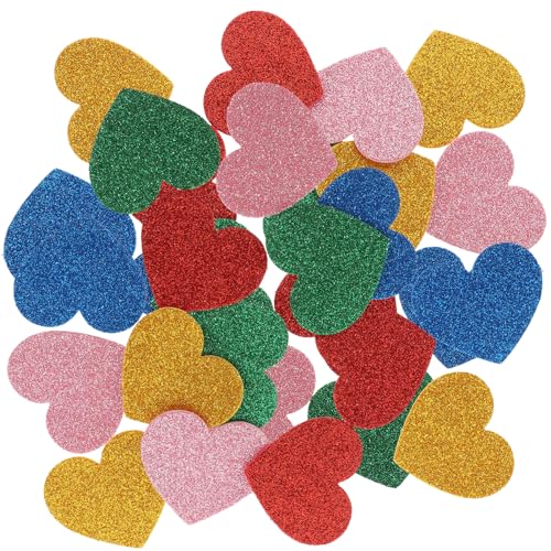UPKOCH Herz-Aufkleber Dekorativ 15 Stück Gemischte Farben Glitzernd Selbstklebende Herz-Patches Für Grußkarten Boxen Scrapbooking von UPKOCH