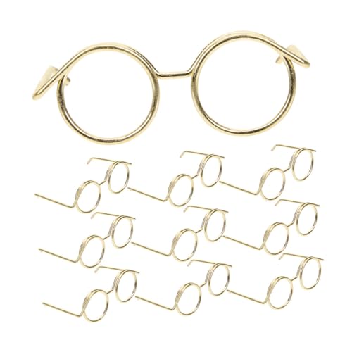 UPKOCH 15st Zubehör Für Puppenbrillen Brillengestell Miniatur Mini- Zum Basteln Minibrille Für Puppe Schnapsgläser in Großen Mengen Puppe Golden Metall von UPKOCH