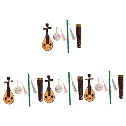UPKOCH 16 STK Spielzeugzubehör Puppenhausdekoration Mini-musikinstrumentenmodell Miniatur-musikinstrumente Mini-trompete Handventilator Mini- Musik Dekor Möbel Statue Abs Guzheng Kind von UPKOCH
