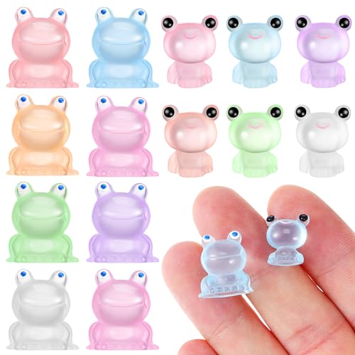 UPKOCH 16 Stück Teiliges Leuchtende Mini Frösche aus Harz Entzückende Kleine Froschfiguren für Zimmerdekoration Feengarten DIY Basteln und von UPKOCH