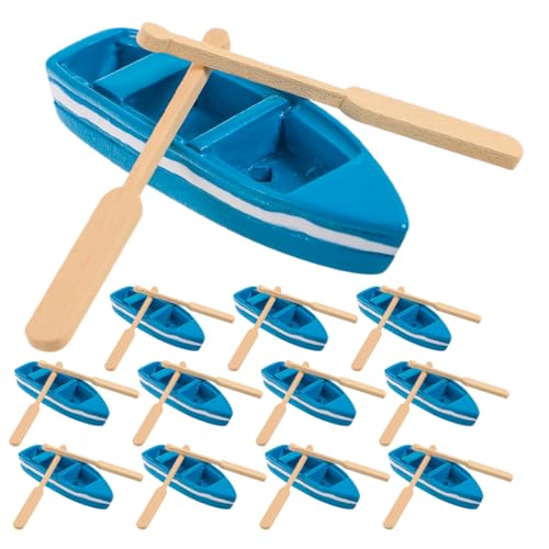 UPKOCH 16er-Set Bootsmodell mit Paddeln, Miniatur-Ruderboot, Holzkanu, kleines Segelboot, nautische Tischdekoration, Strandszene, Ornamente von UPKOCH