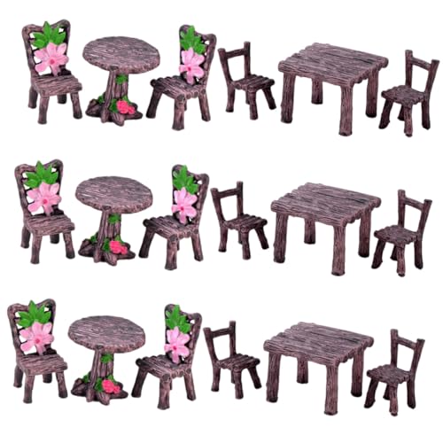 UPKOCH 18 Stück Teiliges Miniatur Möbel aus Harz Miniatur Garten Tisch Stuhl Deko DIY Micro Landschaft Figuren Robust und Detailreich für Puppenhaus und Bastelbedarf von UPKOCH