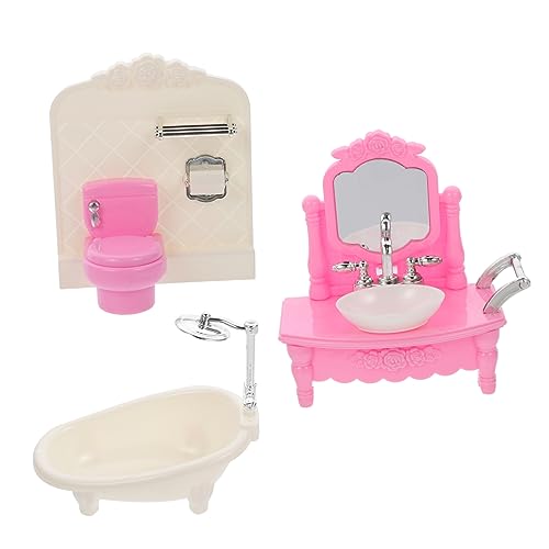 UPKOCH 1Satz Badezimmermöbel Für Puppenhaus Mini Badewanne Toilette Und Waschbecken Zubehör Puppenspielzeug Für Mini House Badezimmerdekoration von UPKOCH