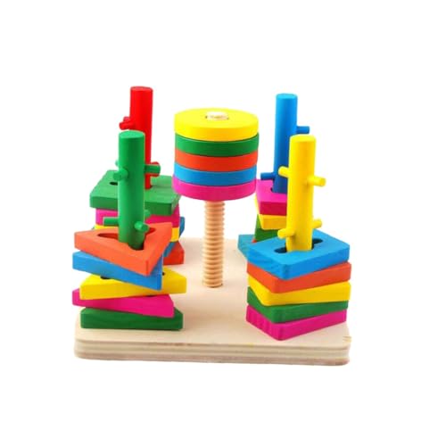 UPKOCH 1Satz Geometrisches Holzspielzeug für Farberkennungsspielzeug mit Block Säulen Sicheres und Langlebiges Lernspielzeug für Frühkindliche Entwicklung Ab Jahren von UPKOCH