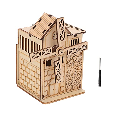 UPKOCH 1Satz Holz Puzzle Musikspielzeug Windmühle mit Motor für Kreatives Lernspielzeug Intelligenz und Praktischen Fähigkeiten für Geburtstagsfeiern von UPKOCH