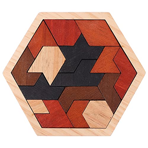 UPKOCH 1Satz Holz Puzzle für Geometrische Formen mit Doppelseitigen Designkarten Pädagogisches für Kreative Entwicklung und Motorische Fähigkeiten für Jahre von UPKOCH