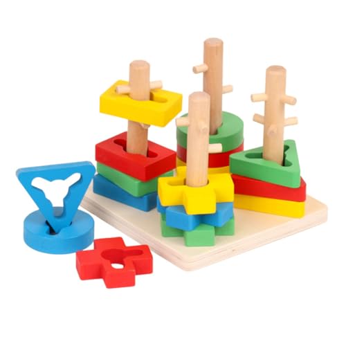 UPKOCH 1Satz Holzspielzeug für Kleinkinder Geometrische Sortierblöcke Stapelspiel Lernspielzeug aus Holz Formen und Farben Reisespielzeug von UPKOCH