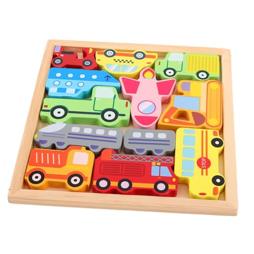 UPKOCH 1Satz Transportfahrzeug Puzzle für Kleinkinder Klobiges Holzpuzzle zur Kognitiver Fähigkeiten und Hand Auge Koordination Lernspielzeug für Vorschulkinder von UPKOCH