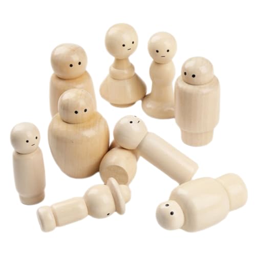 UPKOCH 1set Puppenset Aus Holz Puppe Mit Haaren Peg-Puppe Miniatur Dolly Falsche Augen Unbemalte Puppen Aus Holz Menschenfiguren Für Hölzerne Peg -Leute 10pcs von UPKOCH
