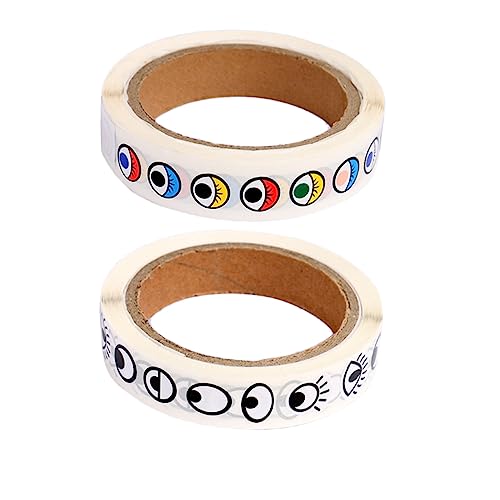 UPKOCH 2 Rollen DIY Label Aufkleber mit Bunten und Schwarz Weißen Augenmotiven Selbstklebende Bastelsticker für Schüler Scrapbooking und Dekoration ca Etiketten von UPKOCH
