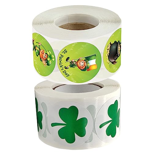 UPKOCH 2 Rollen Irland-Aufkleber Selbstklebende Aufkleber Runde Verpackungsaufkleber Dekorativer Aufkleber Abdichtende Aufkleber Runde Etiketten Verpackungssiegelaufkleber PVC von UPKOCH