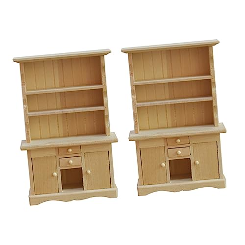 UPKOCH 2 STK 112 Puppenhaus Bücherregal Schrank Ornamente Puppenhaus Bücherschrank Miniatur-Zubehör Bastelbedarf Möbel Holzregal Mini-Bücherregal Massivholz Kabinett Kunsthandwerk hölzern von UPKOCH