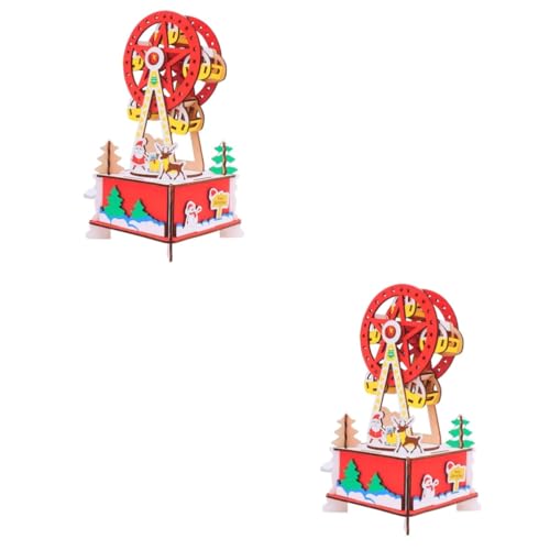 UPKOCH 2 STK Christbaumschmuck Hangtag 3D hölzern Modell Riesenrad Spielzeug für Kinder kinderspielzeug Spielzeuge Weihnachtssto Holzpuzzle Weihnachten schmücken Bagger von UPKOCH