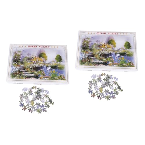 UPKOCH 2 Sätze À 1000 Stück Papierpuzzle Gebäude Puzzles für Erwachsene Erwachsenenpuzzle malen Papppuzzles Rätsel für Erwachsene Kinder Puzzle Spielzeug pädagogisches Puzzle Erwachsener von UPKOCH