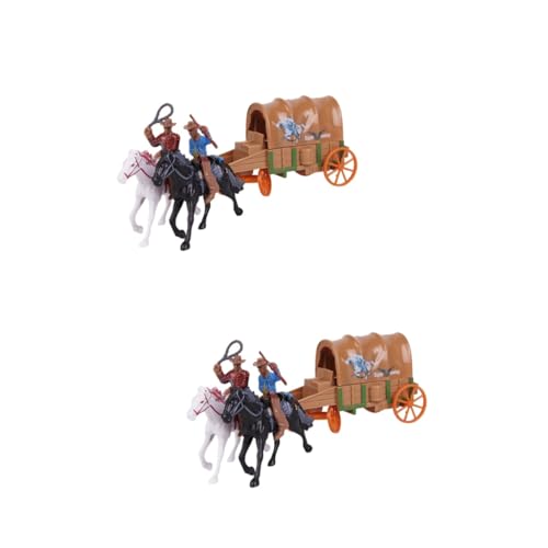 UPKOCH 2 Sätze Cowboy-Kultur-Sammelspielzeug Schulrequisiten Pferdewagen Spielzeug für Kinder kinderspielzeug Ornament Modelle Simulationsverzierung westliches Modell Schreibtisch Plastik von UPKOCH